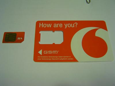 Große und kleine SIM-Karte. 