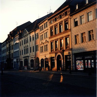 Zittauer Marktplatz am frühen Morgen. 