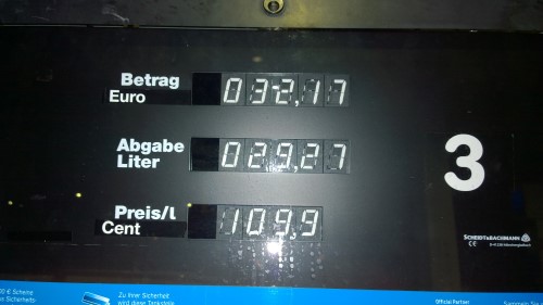 Diesel für weniger als 1,10 Euro pro Liter. 